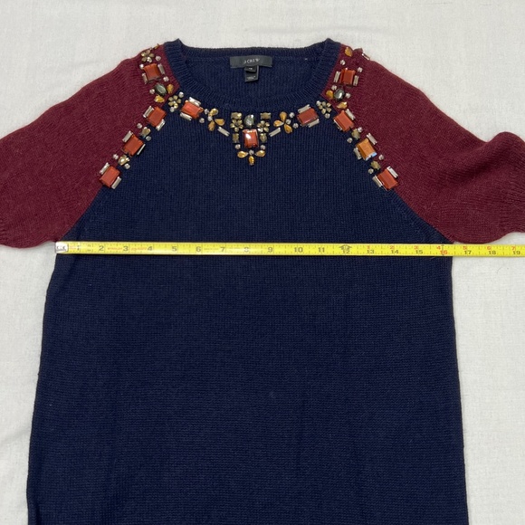 J Crew Merino Wool Sweater Top Jewel Embellishment Womens XS - Picture 6 of 7